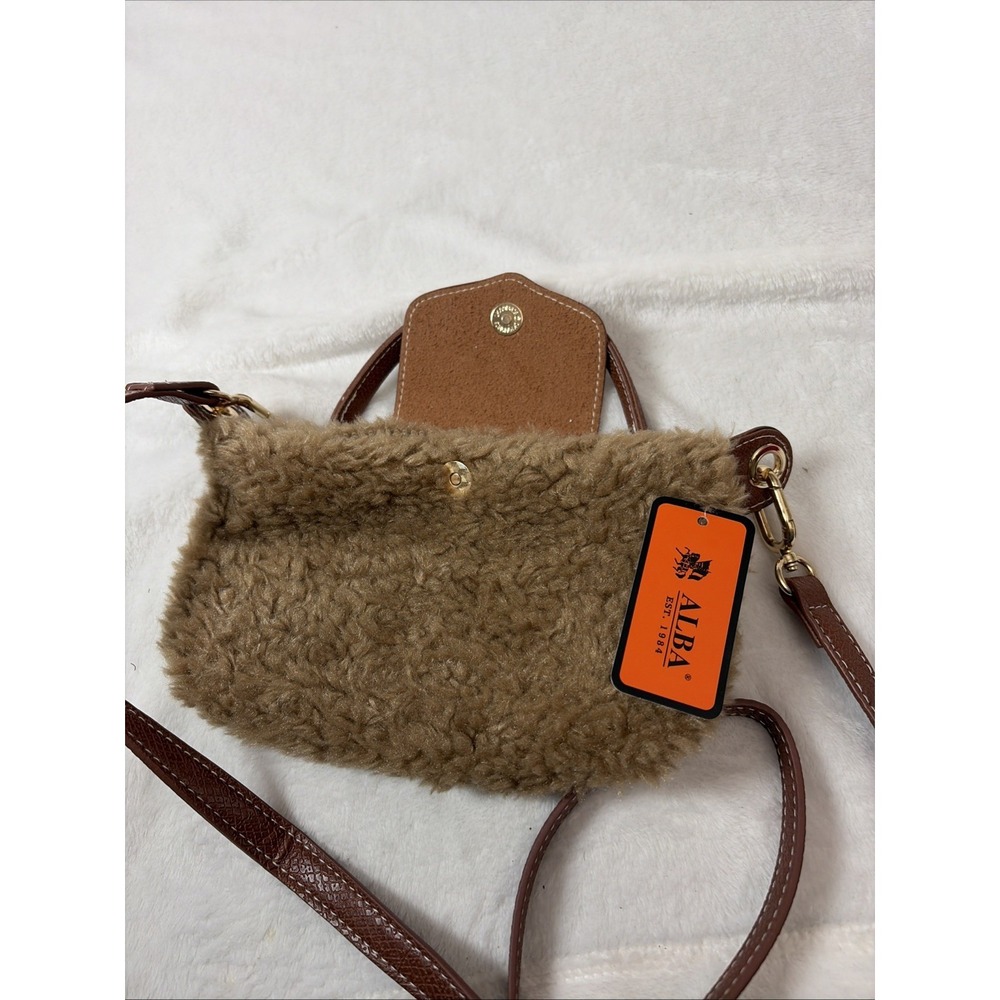 Alba Teddy Fleece Crossbody Adjustable Strap Cozy Chic Mob Wife Vintage Inspired
